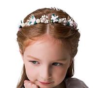 IYOU Flower Headpiece Pearl Wedding Headband Gold Crystal Floral Communion Hair Tiair Accessories for Flower Girls and Bridesmaid.