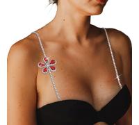 IYOU Flower Rhinestone Bra Straps Crystal Silver Bra Underwear Strap Adjustable Bikini Shoulder Chain for Women Bra Tops Backless Dress
