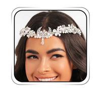 IYOU Moon Bridal Wedding Crown Silver Pearl Flower Headpiece Tiara Flower Bride Bridemaid Hair Accessories for Women