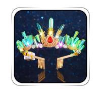 IYOU Quartz Light Up Crown Green Led Crowns Tiara Crystal Wedding Bridal Hair Accessories for Women