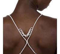 IYOU Shiny Rhinestone Bra Straps Silver Bra Strap Holder Crystal Shoulder Straps Anti-Skid Nightclub Body Acccessories for Women and Girls
