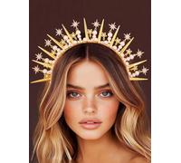 IYOU Star Halo Headband Gold Pearl Goddess Headpiece Mary Bridal Party Wedding Hair Accessories for Women