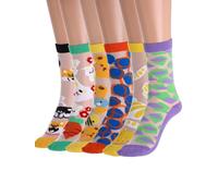IYOU Vintage Transparent Socks Green Animal Print Sheer Socks Cute Thin Summer Mesh Ankle Socks for Women(6 Pairs)