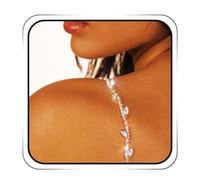 IYOU Women Crystal Bra Straps Silver Leaf Bra Shoulder Strap Sparkly Rhinestone Bra Underwear Straps Nightclub Party Body Accessories for Bra Tops Dress(2 Pcs)