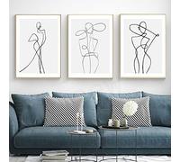 iYoucase Abstract Figure Canvas Painting Line Wall Art Nordic Black White Poster Print Modern Pictures For Living Room On The Wall Home Decor 40x60cmx3 Unframed