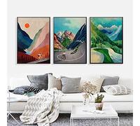 iYoucase Bicycle Posters Prints Cycling Ascending In Mountains Wall Art Canvas Painting Motivational Bike Gift Kids Room Decor Aesthetic 50x70cmx3 Unframed