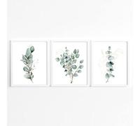 iYoucase Eucalyptus Watercolor Posters Print Floral Leaf Wall Art Botanical Greenery Leaves Canvas Painting Green Golden Pictures Home Decor 50x70cmx3 Unframed