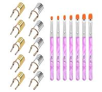 Iyowei 10 PCS Reusable Nail Extension Forms + 7 PCs Brush, Extension Guide Tool, Reusable Acrylic Nail Tips & Manicure Accessory