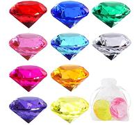 Iyowei 20Pcs Big Size Kids Diamond Toy, 4cm Multi-Colored Acrylic Gem Set Gemstones for Table Decorations and Kids Birthday Party Pirate Game Props(10 Colors)
