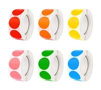 Iyowei 3000 PCS Round Label Dot Stickers, 2.5cm/1" Round Coloured Stickers Labels Circle Self Adhesive Color Coding Labels Sticky for Office School (6 Rolls)