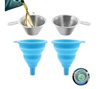 Iyowei 3D Printing Resin Filter, 2 PCS Silicone Collapsible Funnel + 2 PCS Stainless Steel Resin Filter 3D Printer Accessories Parts for ANYCUBIC Sparkmaker Kelant Photon Orbeat D100 SLA
