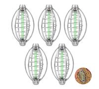 Iyowei 5pc Fishing Bait Cage Holder with Thrower, Coarse Fishing Tackle Accessory for Carp Feeder, 6×3.5cm