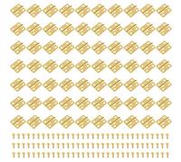 Iyowei 70 Pcs Small Hinges, 18x16mm Antique Mini Drawer Hinges for DIY Jewelry Boxes, Gold