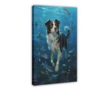 IYQTAGGH Australian Cattle Dog Swimming (3) Canvas Poster Wall Art Decor Print Picture Paintings for Living Room Bedroom Decoration 24x36inch(60x90cm)