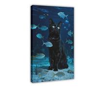 IYQTAGGH Bombay Cat Swimming Canvas Poster Bedroom Decor Landscape Office Room Decor Gift 08x12inch(20x30cm)