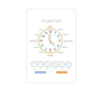 IYQTAGGH Children's Poster Learning to Tell The Time Canvas Poster Wall Art Decor Print Picture Paintings for Living Room Bedroom Decoration 12x18inch(30x45cm)
