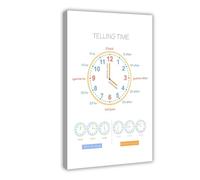 IYQTAGGH Children's Poster Learning to Tell The Time Canvas Poster Wall Art Decor Print Picture Paintings for Living Room Bedroom Decoration 12x18inch(30x45cm)