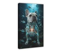 IYQTAGGH French Bulldog in The Deep Sea Canvas Poster Wall Art Decor Print Picture Paintings for Living Room Bedroom Decoration 12x18inch(30x45cm)