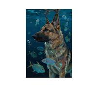 IYQTAGGH German Shepherd Deep Sea (1) Canvas Poster Bedroom Decor Landscape Office Room Decor Gift 16x24inch(40x60cm)