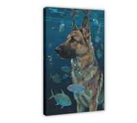 IYQTAGGH German Shepherd Deep Sea (1) Canvas Poster Wall Art Decor Print Picture Paintings for Living Room Bedroom Decoration 20x30inch(50x75cm)