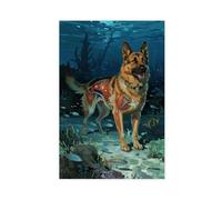 IYQTAGGH German Shepherd Deep Sea (2) Canvas Poster Wall Art Decor Print Picture Paintings for Living Room Bedroom Decoration 16x24inch(40x60cm)