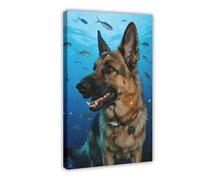 IYQTAGGH German Shepherd Deep Sea (3) Canvas Poster Wall Art Decor Print Picture Paintings for Living Room Bedroom Decoration 16x24inch(40x60cm)
