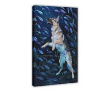 IYQTAGGH German Shepherd Deep Sea (4) Canvas Poster Bedroom Decor Landscape Office Room Decor Gift 08x12inch(20x30cm)