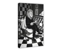 IYQTAGGH Lion Reading on The Toilet (1) Canvas Poster Wall Art Decor Print Picture Paintings for Living Room Bedroom Decoration 20x30inch(50x75cm)
