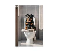 IYQTAGGH Rottweiler Reading on Toilet (3) Canvas Poster Wall Art Decor Print Picture Paintings for Living Room Bedroom Decoration 24x36inch(60x90cm)