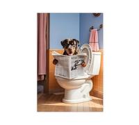 IYQTAGGH Rottweiler Reading on Toilet (4) Canvas Poster Bedroom Decor Landscape Office Room Decor Gift 20x30inch(50x75cm)