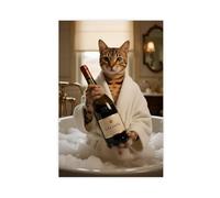 IYQTAGGH Savannah Cat Bathroom Poster (4) Canvas Poster Wall Art Decor Print Picture Paintings for Living Room Bedroom Decoration 20x30inch(50x75cm)
