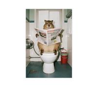 IYQTAGGH Squirrel Reading on The Toilet Canvas Poster Wall Art Decor Print Picture Paintings for Living Room Bedroom Decoration 12x18inch(30x45cm)