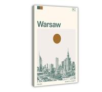 IYQTAGGH Travel to Warsaw, Poland Art Canvas Poster Wall Art Decor Print Picture Paintings for Living Room Bedroom Decoration 16x24inch(40x60cm)