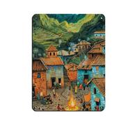 IYTAFGYT Andean Village in Peru, Retro Poster Metal Tin Sign Chic Art Retro Iron Painting Bar People Cave Cafe Family Garage Poster Wall Decoration 12x16inch(30x40cm)