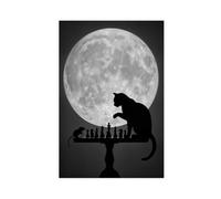 IYTAFGYT Cat And Mouse Chess Moon Print Canvas Poster Wall Art Print Picture Paintings 12x18inch(30x45cm)