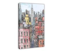 IYTAFGYT Colorful New York City Skyline Canvas Poster Bedroom Decor Landscape Decor Gift 08x12inch(20x30cm)
