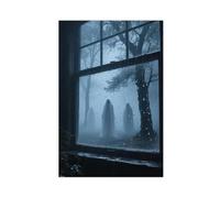 IYTAFGYT Comfortable Ghost Art on A Rainy Night Canvas Poster Bedroom Decor Landscape Decor Gift 12x18inch(30x45cm)