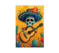 IYTAFGYT Day of The Dead Skeleton with Guita Canvas Poster Bedroom Decor Landscape Decor Gift 12x18inch(30x45cm)