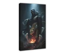 IYTAFGYT Death Terror Grim Reaper Melting Furnace Vampire Leopard Canvas Poster Wall Art Print Picture Paintings 24x36inch(60x90cm)