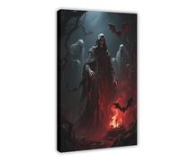 IYTAFGYT Death Terror Grim Reaper Soul Furnace Vampire Bat Canvas Poster Bedroom Decor Landscape Decor Gift 20x30inch(50x75cm)