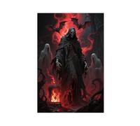 IYTAFGYT Death Terror Grim Reaper Soul Furnace Vampire Bat Canvas Poster Bedroom Decor Landscape Decor Gift 20x30inch(50x75cm)
