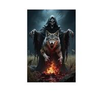 IYTAFGYT Death Terror Soul Furnace Demon Prairie Wolf Canvas Poster Bedroom Decor Landscape Decor Gift 08x12inch(20x30cm)