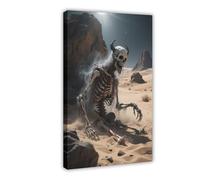 IYTAFGYT Desert Death Terror Bloody Devil Skeleton Canvas Poster Bedroom Decor Landscape Decor Gift 08x12inch(20x30cm)