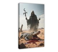 IYTAFGYT Desert Death Terror Grim Reaper Soul Furnace Canvas Poster Bedroom Decor Landscape Decor Gift 12x18inch(30x45cm)