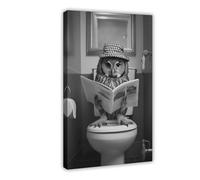 IYTAFGYT Funny Owl Bathroom Canvas Poster Wall Art Print Picture Paintings 16x24inch(40x60cm)