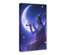 IYTAFGYT Hindu Wisdom Playing The Vina Moonlight Canvas Poster Wall Art Print Picture Paintings 08x12inch(20x30cm)