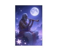 IYTAFGYT Hindu Wisdom Playing The Vina Moonlight Canvas Poster Wall Art Print Picture Paintings 20x30inch(50x75cm)
