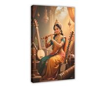 IYTAFGYT Hindu WisdomThe Goddess Playing The Vina Canvas Poster Bedroom Decor Landscape Decor Gift 24x36inch(60x90cm)