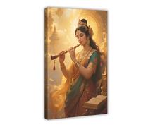 IYTAFGYT Hindu WisdomThe Goddess Playing The Vina Canvas Poster Wall Art Print Picture Paintings 20x30inch(50x75cm)