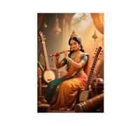 IYTAFGYT Hindu WisdomThe Goddess Playing The Vina Canvas Poster Wall Art Print Picture Paintings 24x36inch(60x90cm)